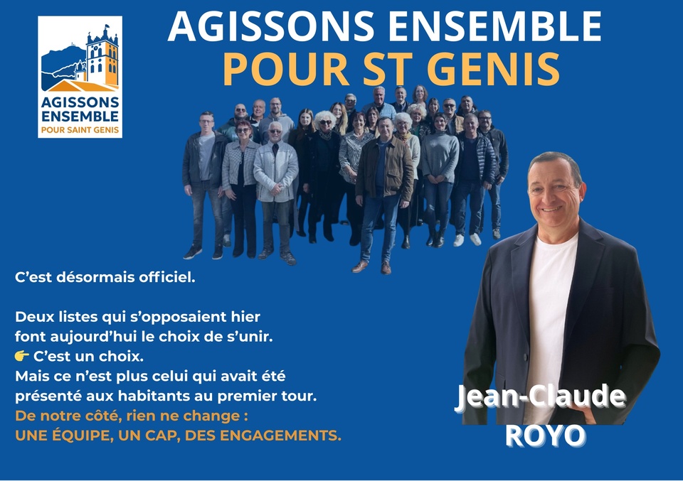 Agissons ensemble pour saint Genis : une équipe, un cap, des engagements. image