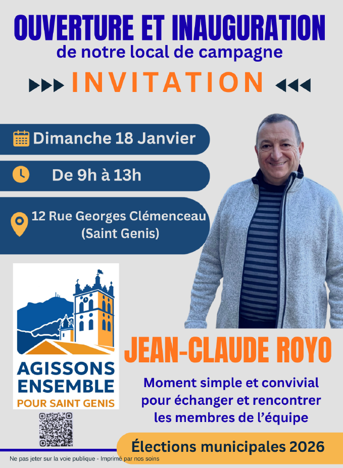 Ouverture et inauguration de notre local de campagne le 18 janvier 2026